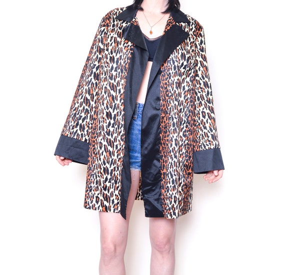 Leopard Jacket 60s Short Kimono Robe ANIMAL PRINT… - image 2