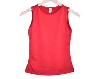 90's Tank Top Red Crop Top Grunge Y2K Vintage 90's Red Stretchy and Fitted Sleeveless Blouse Boat Neckline Festival Grunge Size S