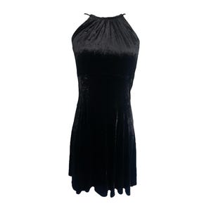 90er Schwarzes Samt Mini Kleid Samt 90er Party Kleid Neckholder Ausschnitt 1990er Grunge 90er Gothic Vintage 90er Schwarzes Minikleid