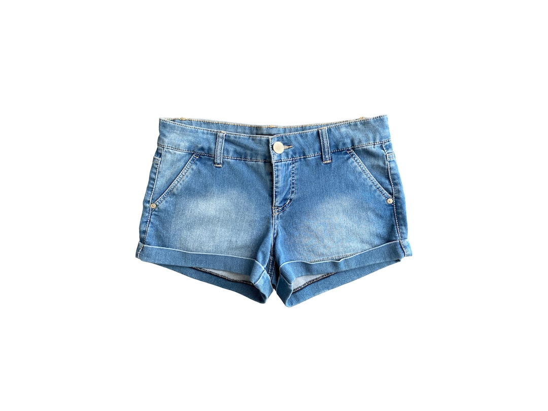 Y2K Denim Shorts Low Waisted Blue Jean Short 00s Vintage Grunge