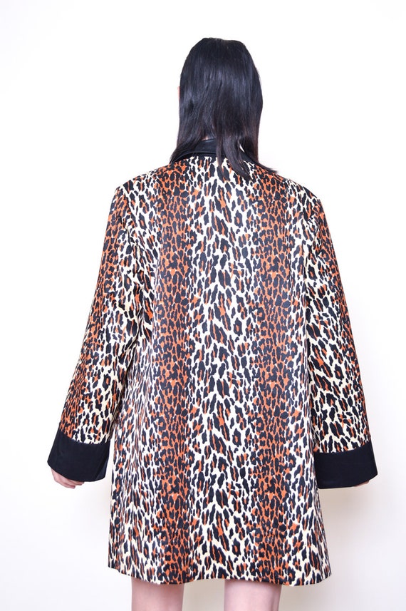 Leopard Jacket 60s Short Kimono Robe ANIMAL PRINT… - image 9