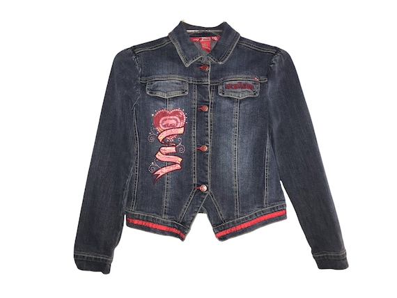 Y2K Blue Denim Jacket ECKO RED 2000's Blue Denim Patchwork - Etsy