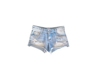 Y2K Denim Shorts Low Waisted Blue Jean Short 00s Mini Party Grunge