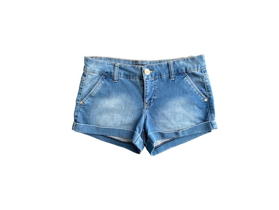 Y2K Denim Shorts Low Waisted Blue Jean Short 00s Vintage Grunge