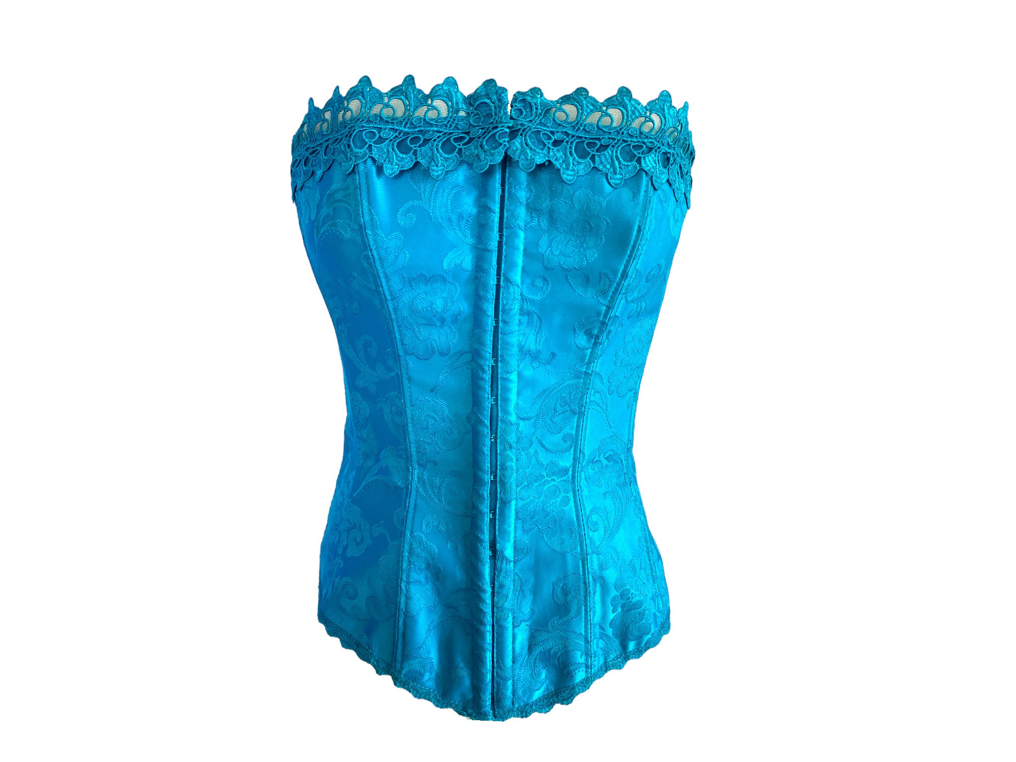 90's Corset Blue Satin Bustier Frederick's of Hollywood Lace up