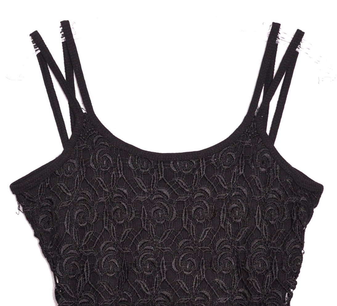 Y2K Black Crochet Tank Top 90s Floral Boho Blouse Floral Lace Etsy UK