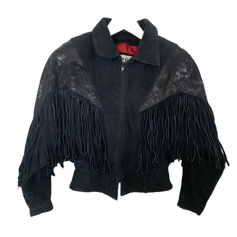 Copper Faux Suede Collared Fringe Jacket