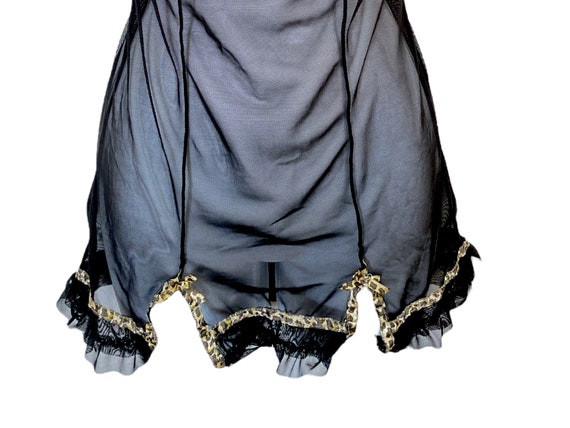 90's Black Mesh Slip Dress Mini Dress Sheer See T… - image 6