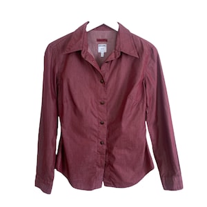 Y2K Button Down Shirt Red Moschino Long Sleeve Shirt 90s Minimalist Simple Long Sleeve Buttoned Blouse Vintage 90&#39;s Moschino Shirt Size XS