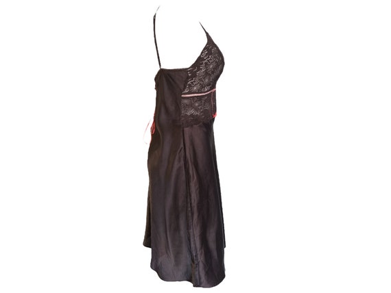 Brown Satin Slip Dress Y2k Mini Party Dress Spagh… - image 7
