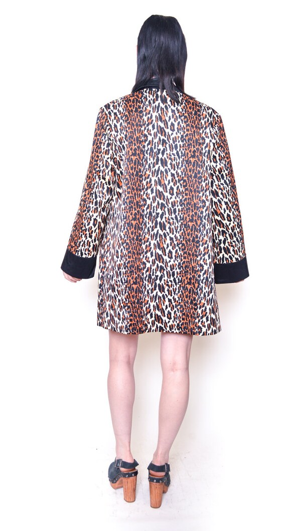 Leopard Jacket 60s Short Kimono Robe ANIMAL PRINT… - image 8