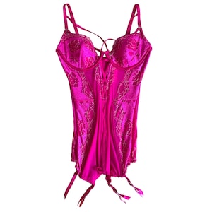 Pink Mesh Silver Lace Bustier Y2K Floral Lace Victoria&#39;s Secret Bustier Bra Top Vintage 90&#39;s Festival Grunge Boho Pink Floral Bustier  - 34C