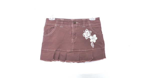 Y2K Micro Mini Denim Skirt Brown Jean Skirt 00s Mi