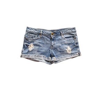Y2K Denim Shorts Low Waisted Blue Jean Short Y2k Short Shorts Grunge Vintage 2000s  Denim Jean Shorts Vintage Low Rise Waist 29&quot; - Medium/M