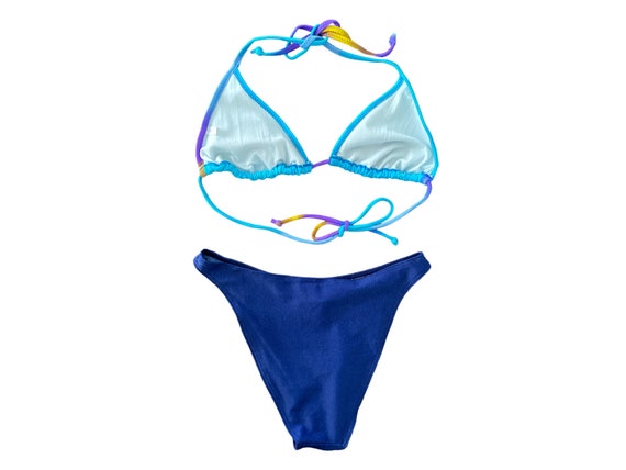 Blue Rhinestone Denim Bikini Two Piece Swimsuit V… - image 6