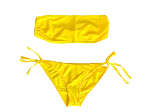 90's YELLOW Bandeau Bikini Swimsuit 90s Bathing S… - image 2