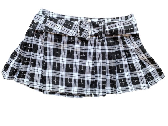 Y2K Plaid Skirt Pleated Mini Skirt 00s Mini Party… - image 6