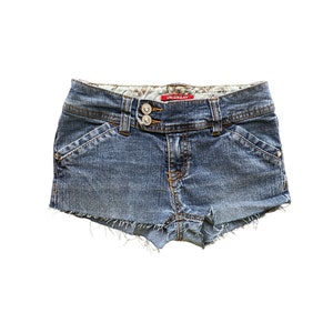 Y2K Denim Shorts Low Waisted Blue Jean Short 00s Mini Party Grunge