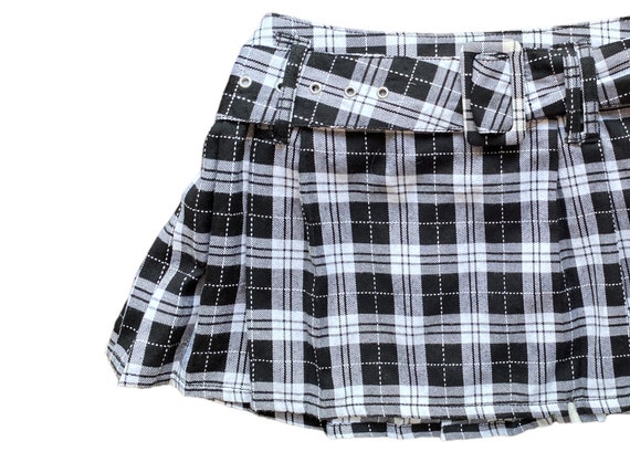 Y2K Plaid Skirt Pleated Mini Skirt 00s Mini Party… - image 4