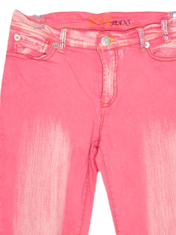Y2K Pink Jeans Flare Denim Jeans Rhinestone Pocke… - image 8