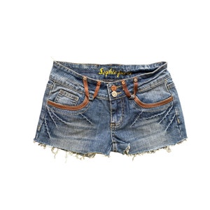 Y2K Denim Shorts Low Waisted Blue Jean Short 00s Mini Party Grunge 2000s Denim Jean Shorts Vintage Low Rise Waist Jean Short Size 1-XS/Small