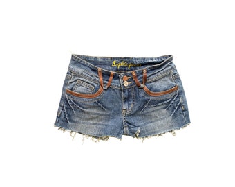 Y2K Denim Shorts Low Waisted Blue Jean Short 00s Grunge