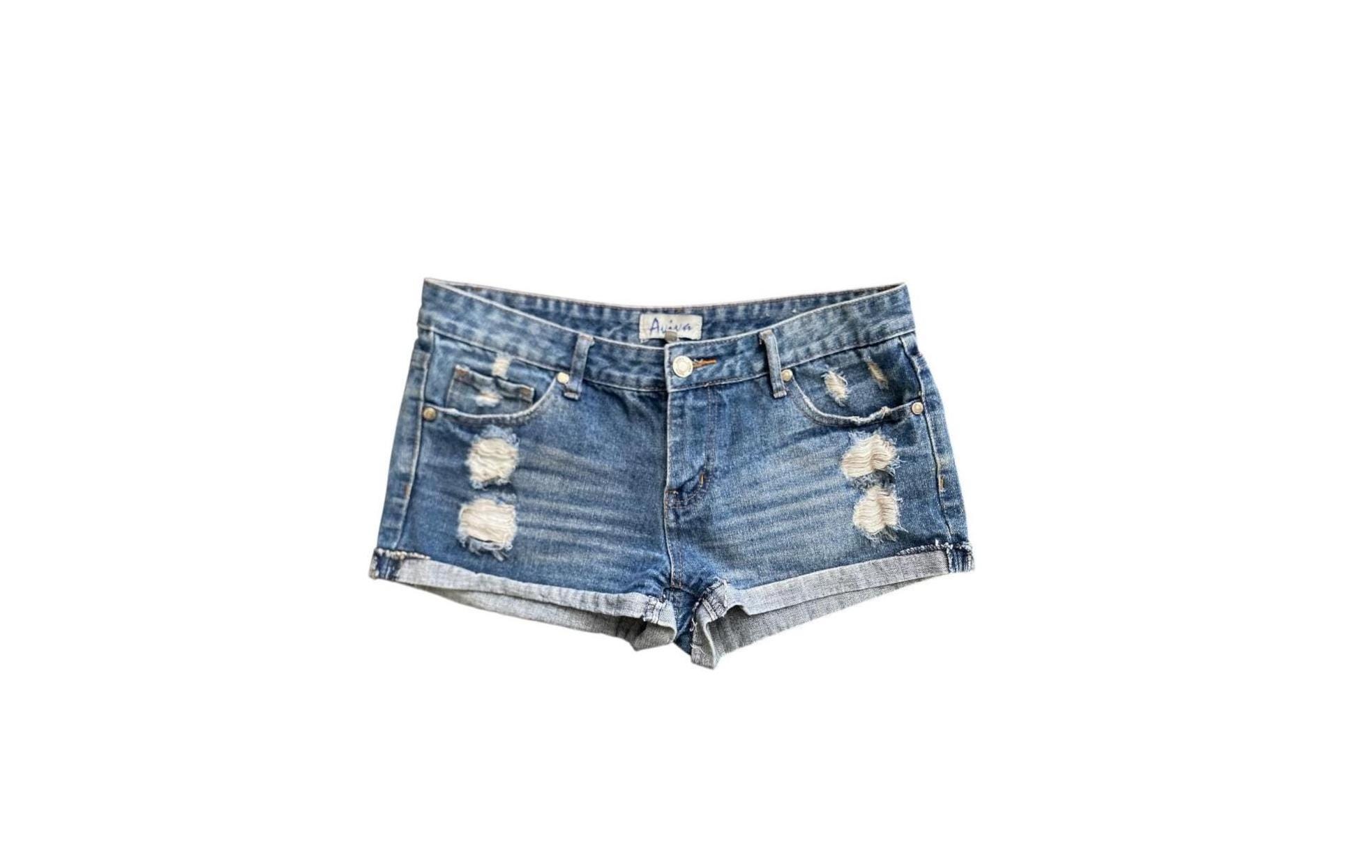 Y2K Denim Shorts Low Waisted Blue Jean Short 00s Jean Shorts Low
