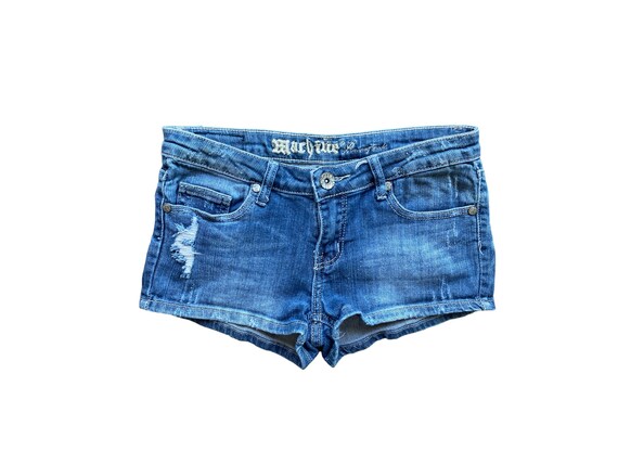 Y2K Denim Shorts Low Waisted Blue Jean Short 00s Mini Party