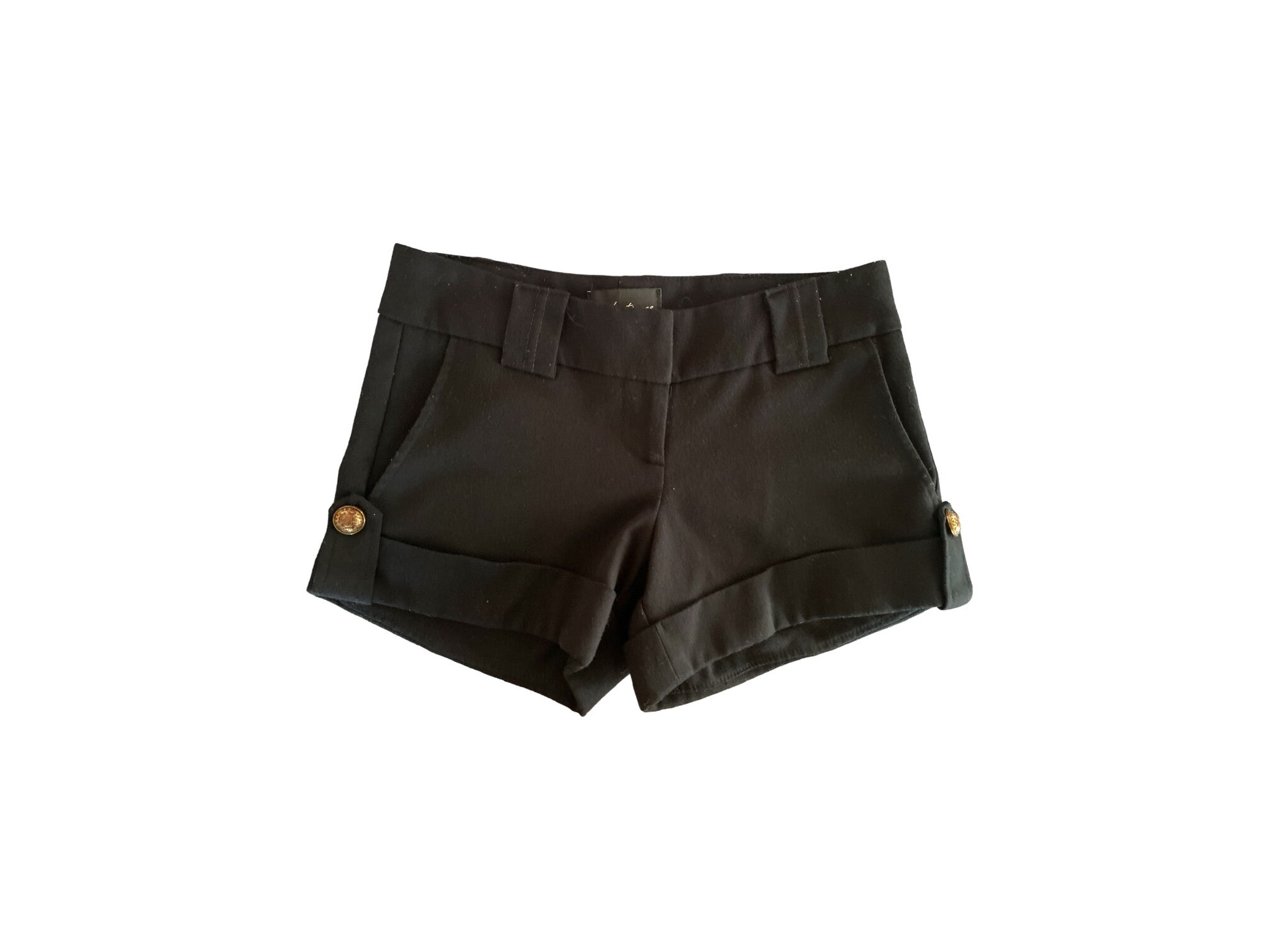 ショートパンツ Asymmetric Black Pants-Shorts Y2K Black Shorts Low Waisted Black Short 00s Mini Party