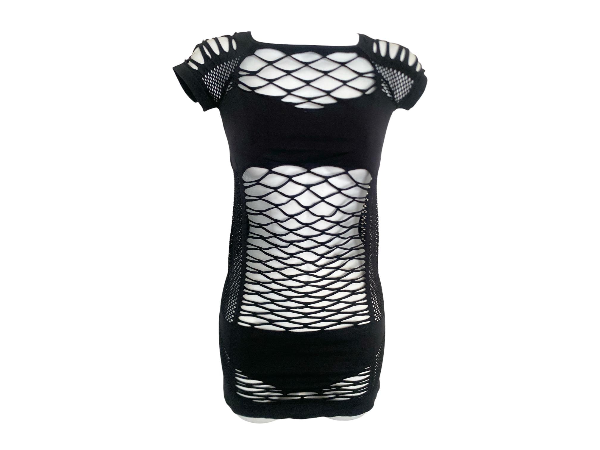 blue dress for baby girl Vintage Black Strappy 90s Mesh Corset Mini Dress (S/M) main image 1