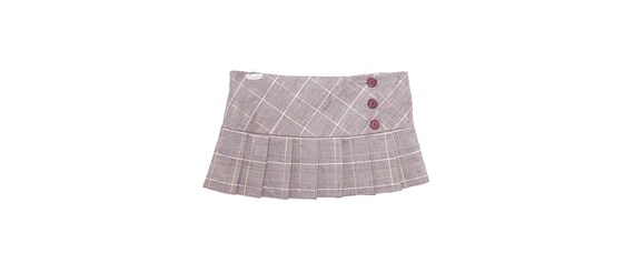 Y2K Brown Yellow Pleated Skirt Mini Skirt 00s Micr