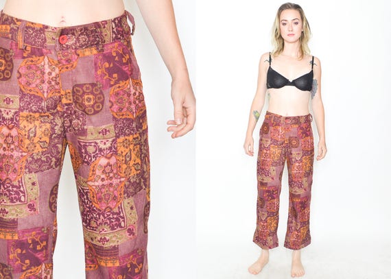 Floral Trousers 90's FLORAL PATCHWORK Pants 90s H