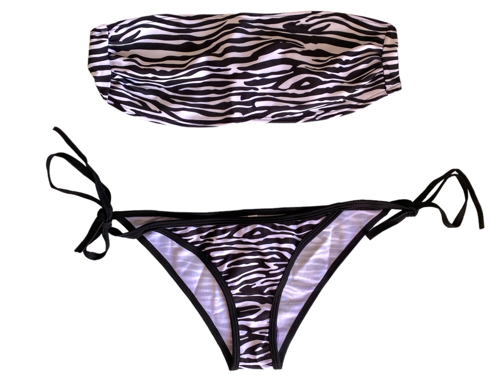 Y2K Bikini Black White Animal Pattern Swimsuit 00s Bathing