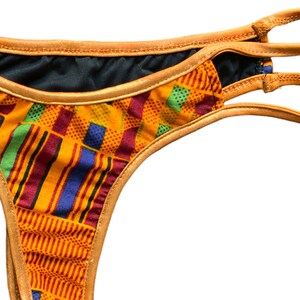Y2K Orange Thong Bikini Tvådelad Baddräkt 2000-tals Baddräktsset Boho Vintage Retro 00-tals Lågmidjad Bronsmönstrad Bikini - Medium/M bild 7