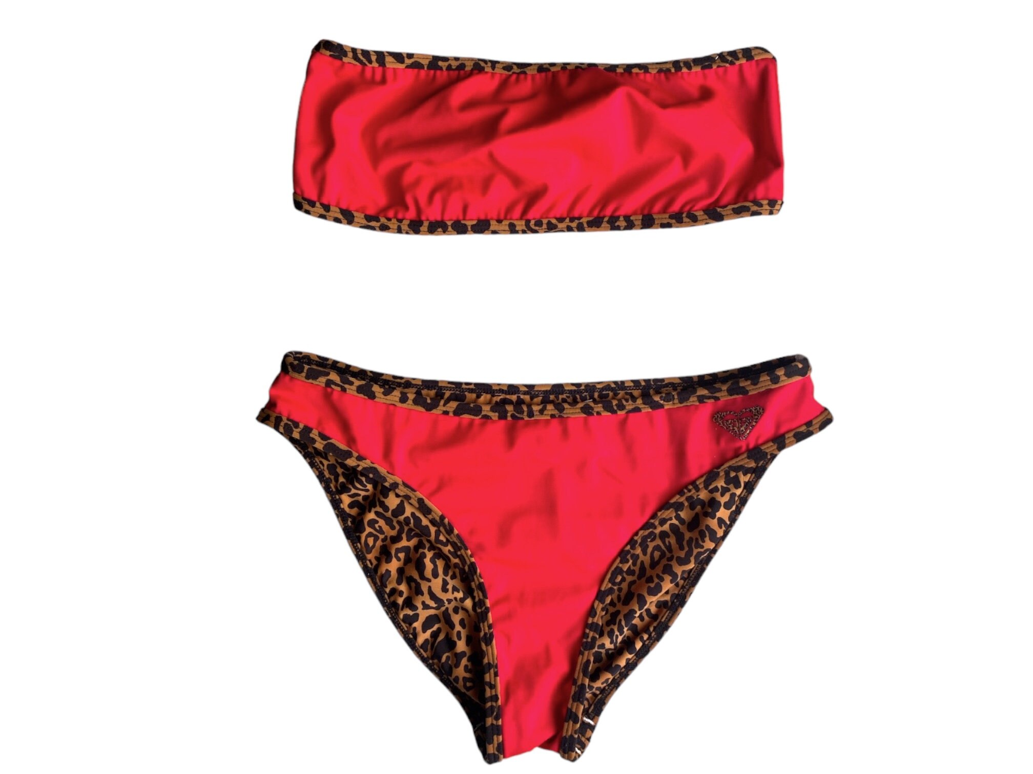 red and leopard swimsuit