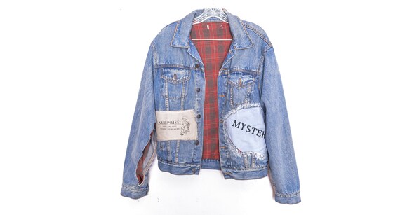 90s Patchwork Jean Jacket Blue Denim Wash Denim Ja