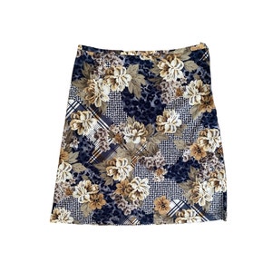 90s Mini Skirt Floral Patchwork 90s Mini Party Grunge Skirt 1990s Vintage High Waisted Floral Checkered Cocktail Hipster Size - 9/Medium/M