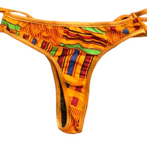 Y2K Orange Thong Bikini Tvådelad Baddräkt 2000-tals Baddräktsset Boho Vintage Retro 00-tals Lågmidjad Bronsmönstrad Bikini - Medium/M bild 10