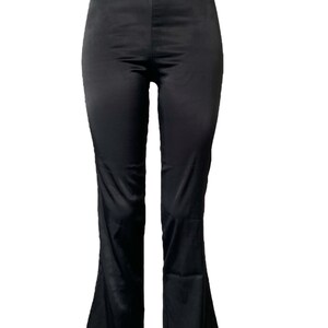 Black Satin Pants Y2K Pants Low Rise Pants 2000s Pants Low Rise Trouser Flared Leg Black Silky Satin Pants Vintage Rave Size XS Small image 2