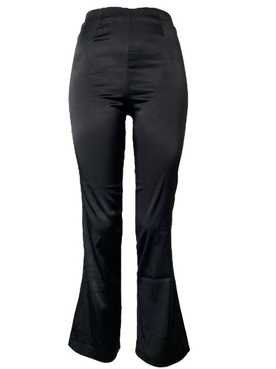 Black Satin Pants Y2K Pants Low Rise Pants 2000s … - image 2