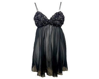 Y2K Camisole Lingerie Top Preto 00s Victoria's Secret Malha Ruffle Sutiã Top Transparente Transparente Romântico Boho 00s Boho Cami Sutiã - S