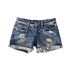 Y2K Denim Shorts Low Waisted Blue Jean Short 00s Mini Party Grunge 2000s  Denim Jean Shorts Vintage Low Rise Size XS Extra Small Low Waist