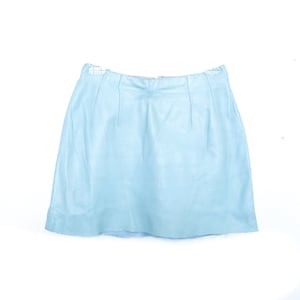 80s high waisted LEATHER SKIRT Vintage Mini Skirt Motorcycle 80s leather high waist Tight Pastel Blue Skirt Vintage Skirt Medium
