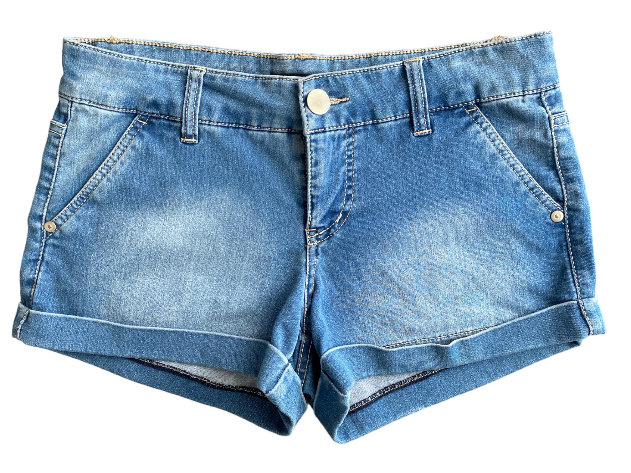 Y2K Denim Shorts Low Waisted Blue Jean Short 00s Vintage Grunge