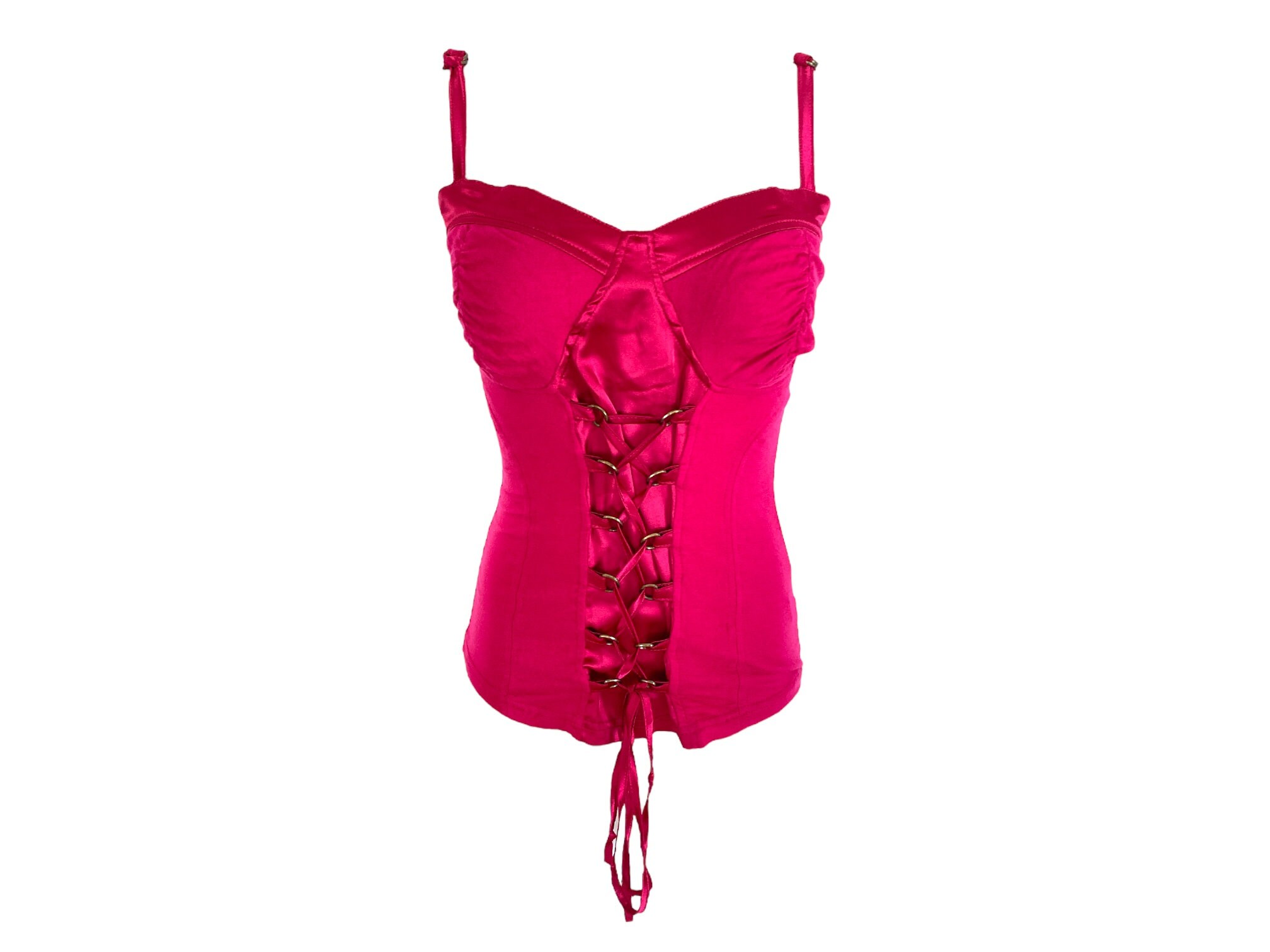 【最終価格】her praha / Flowing ribbon bustier deadstock rampage pink floral & satin ribbon bustier corset