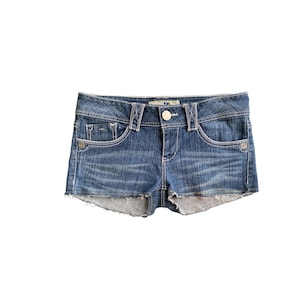 Y2K Denim Shorts Low Waisted Blue Jean Micro Short Y2k Shorts 2000s Denim Shorts Vintage Low Rise Waist Short Size 11 -L/Large