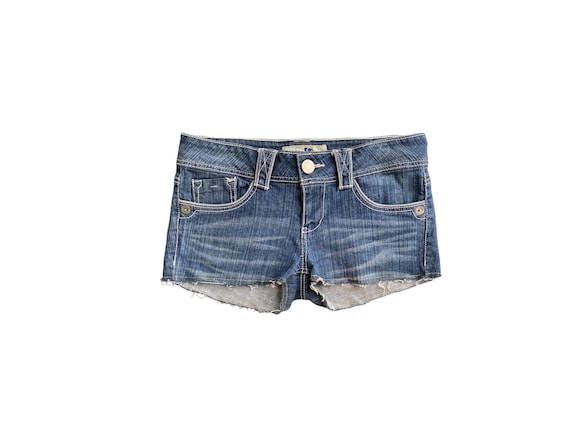 Y2K Denim Shorts Low Waisted Blue Jean Micro Short Y2k Shorts