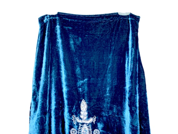 Y2K BLUE Velvet Skirt Long Sequin Low Waisted Boh… - image 3