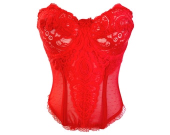 その他 self service 18 ss2003 bold & beatiful Victoria's Secret Gold Label Red Lace Bustier Top Mesh RED