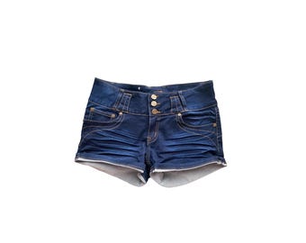 Y2K Denim Shorts Low Waisted Blue Jean Short 00s Grunge